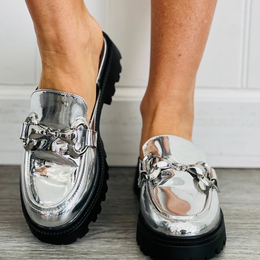 Shu Shop Silver Tiffany Mules - Size 10